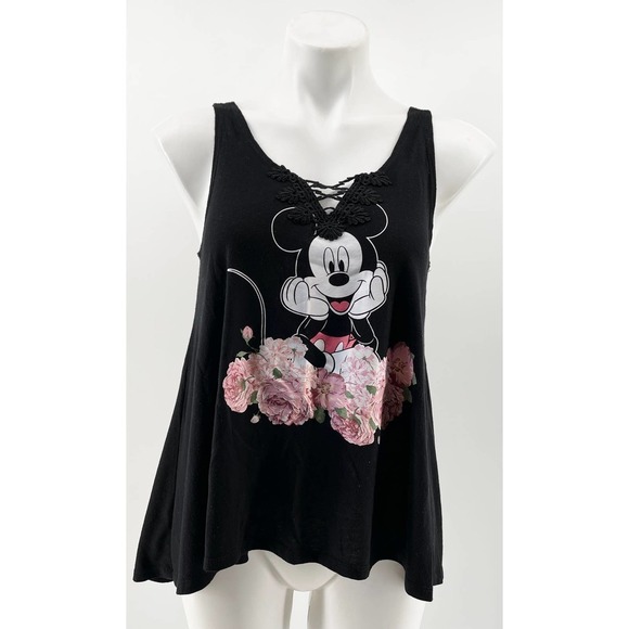 𝅺disney Mickey Mouse Blk Tank Top Sz M 7-9 - Picture 1 of 5